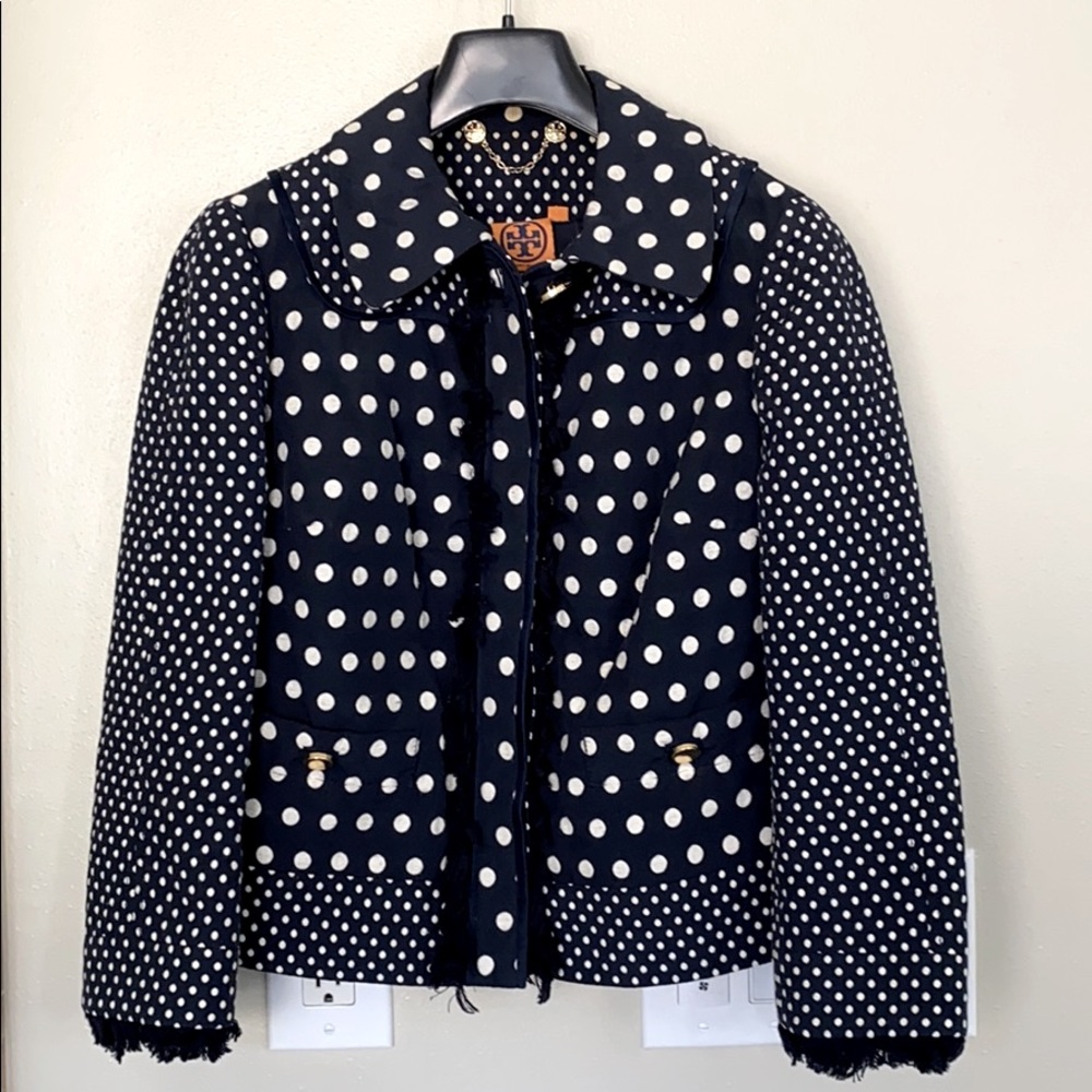 Tory Burch Leonora navy white dot blazer jacket